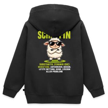 Schäffin - Lustiges Schaf Design für Chefinnen - Kinder Premium Organic Zip Hoodie - Schwarz - Hinten - AI Model Kid Male (0cm)