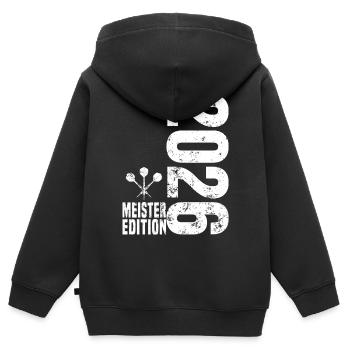Champion de fléchettes 2026, maillot blanc de la Kreisliga - Sweat Premium à capuche zippé enfant bio - noir - Dos - AI Model Kid Male (0cm)