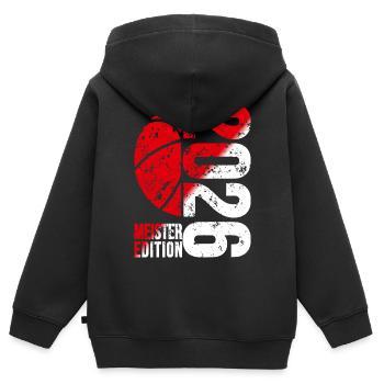 Basketball Meister Edition 2026 in rot und weiß - Kinder Premium Organic Zip Hoodie - Schwarz - Hinten - AI Model Kid Male (0cm)