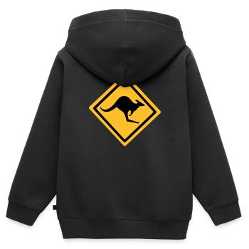Australian Kangaroo Anmelden - Kinder Premium Organic Zip Hoodie - Schwarz - Hinten - AI Model Kid Male (0cm)