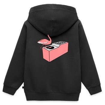 mixeur vinyle raccrocher dj fête alors fêter - Sweat Premium à capuche zippé enfant bio - noir - Dos - AI Model Kid Male (0cm)