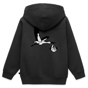 Storch - Kinder Premium Organic Zip Hoodie - Schwarz - Hinten - AI Model Kid Male (0cm)