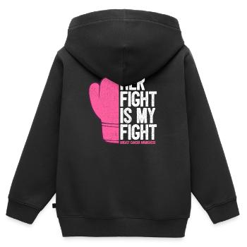 Brustkrebs Anti-Krebs Kampf Ehemann Freund Support - Kinder Premium Organic Zip Hoodie - Schwarz - Hinten - AI Model Kid Male (0cm)