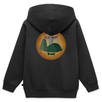 Rio de Janeiro Vintage - Sweat Premium à capuche zippé enfant bio - noir - Dos - AI Model Kid Male (0cm)