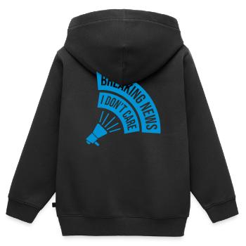 Breaking news don't care - Kinder Premium Organic Zip Hoodie - Schwarz - Hinten - AI Model Kid Male (0cm)