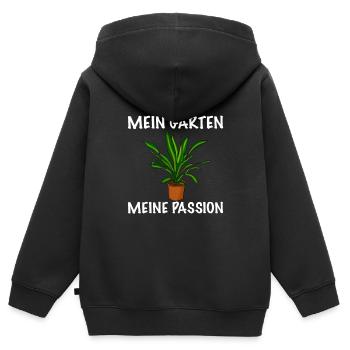 Mein Garten meine Passion Gärtner - Kinder Premium Organic Zip Hoodie - Schwarz - Hinten - AI Model Kid Male (0cm)