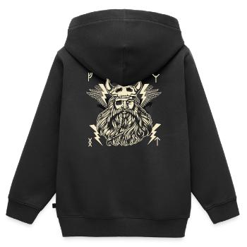Dieu viking Odin Skull Head Celtic North - Sweat Premium à capuche zippé enfant bio - noir - Dos - AI Model Kid Male (0cm)