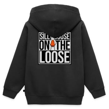 goose on the loose - Kinder Premium Organic Zip Hoodie - Schwarz - Hinten - AI Model Kid Male (0cm)