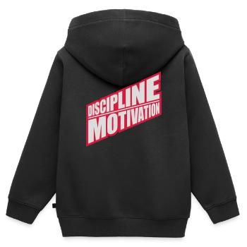Citation de discipline sur la motivation - Sweat Premium à capuche zippé enfant bio - noir - Dos - AI Model Kid Male (0cm)