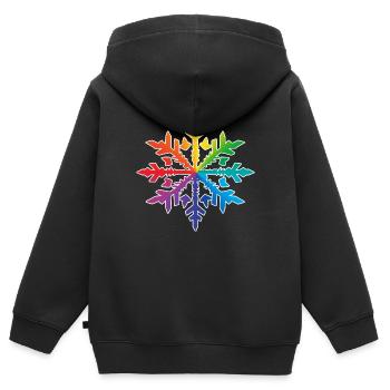 Schneeflocke Schnee Winter Weihnachten farbig 3 - Kinder Premium Organic Zip Hoodie - Schwarz - Hinten - AI Model Kid Male (0cm)