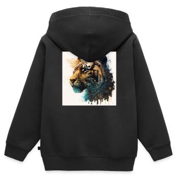 Wilder Glamour Tiger - Kinder Premium Organic Zip Hoodie - Schwarz - Hinten - AI Model Kid Male (0cm)