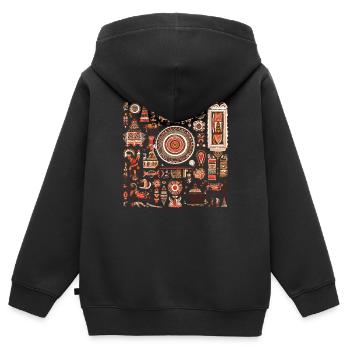 Folklore africain - Sweat Premium à capuche zippé enfant bio - noir - Dos - AI Model Kid Male (0cm)