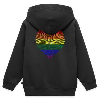 Vielfältiges Herz - Kinder Premium Organic Zip Hoodie - Schwarz - Hinten - AI Model Kid Male (0cm)