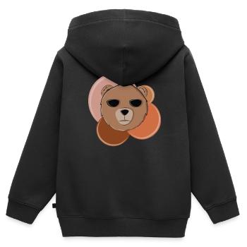 Bär - Kinder Premium Organic Zip Hoodie - Schwarz - Hinten - AI Model Kid Male (0cm)