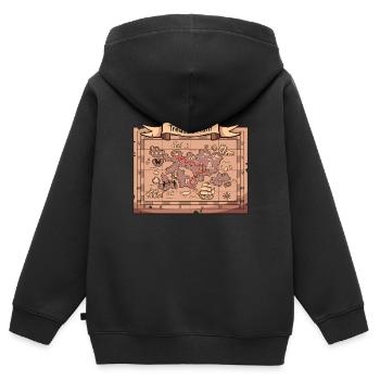 Treasure Map - Kids Premium Organic Zip-up Hoodie - black - Back - AI Model Kid Male (0cm)