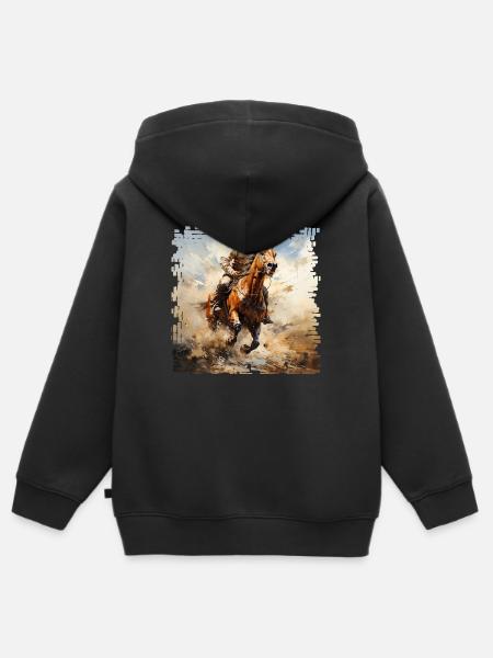 Horse racing is an equestrian sport - Kids Premium Organic Zip-up Hoodie - black