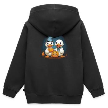 Cute Halloween geese in ghost costume - Kids Premium Organic Zip-up Hoodie - black - Back - AI Model Kid Male (0cm)