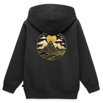 Landschaft im chinesischen Stil, Logo der orientalischen Landschaft - Kinder Premium Organic Zip Hoodie - Schwarz - Hinten - AI Model Kid Male (0cm)