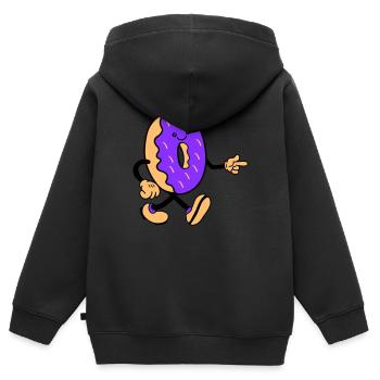 donut comic smile - Kinder Premium Organic Zip Hoodie - Schwarz - Hinten - AI Model Kid Male (0cm)