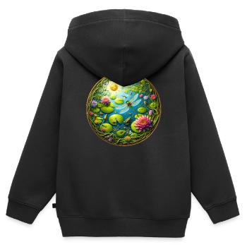 La vie du lac - Sweat Premium à capuche zippé enfant bio - noir - Dos - AI Model Kid Male (0cm)