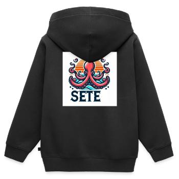 sete - Kinder Premium Organic Zip Hoodie - Schwarz - Hinten - AI Model Kid Male (0cm)