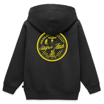 Col du Stelvio, jaune, vélo de route, vélo - Sweat Premium à capuche zippé enfant bio - noir - Dos - AI Model Kid Male (0cm)