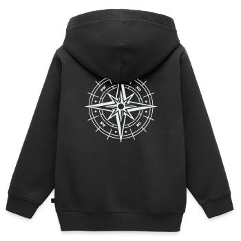 kompass - Kinder Premium Organic Zip Hoodie - Schwarz - Hinten - AI Model Kid Male (0cm)