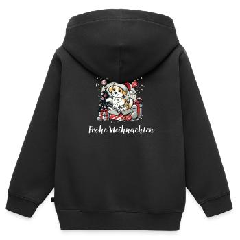Weihnachten süsser Hund - Kinder Premium Organic Zip Hoodie - Schwarz - Hinten - AI Model Kid Male (0cm)