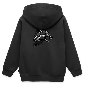 Wolf Emblem, Wilder Wolf, Wolfskopf - Kinder Premium Organic Zip Hoodie - Schwarz - Hinten - AI Model Kid Male (0cm)