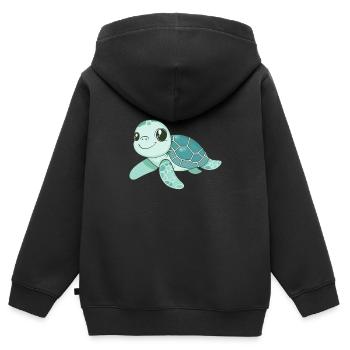 süße Meeresschildkröte, Meeresschildkröten-Zeichnung - Kinder Premium Organic Zip Hoodie - Schwarz - Hinten - AI Model Kid Male (0cm)