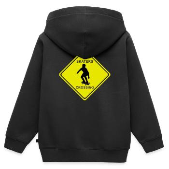 SKATERS CROSSING - Kinder Premium Organic Zip Hoodie - Schwarz - Hinten - AI Model Kid Male (0cm)