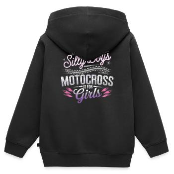 Girl Power auf der Motocross-Strecke - Kinder Premium Organic Zip Hoodie - Schwarz - Hinten - AI Model Kid Male (0cm)
