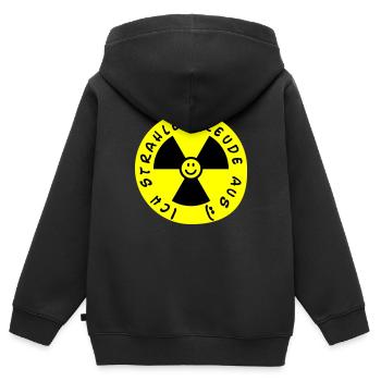 03_ausstrahlung - Kinder Premium Organic Zip Hoodie - Schwarz - Hinten - AI Model Kid Male (0cm)