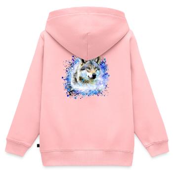 wolf,blau,hund, schäferhund,Hund, malerei,graffiti - Kinder Premium Organic Zip Hoodie - Rosa - Hinten - AI Model Kid Female (0cm)