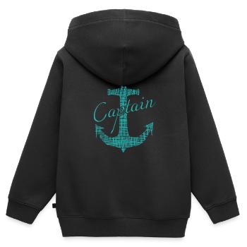 Captain - Kinder Premium Organic Zip Hoodie - Schwarz - Hinten - AI Model Kid Male (0cm)