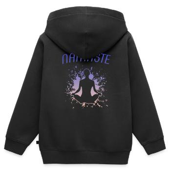 namaste - Kinder Premium Organic Zip Hoodie - Schwarz - Hinten - AI Model Kid Male (0cm)