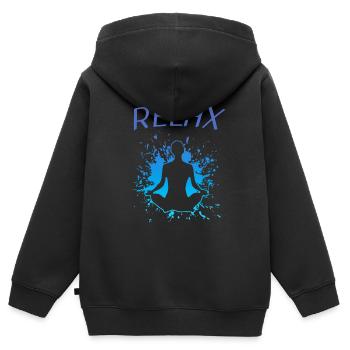 Yoga Relax - Kinder Premium Organic Zip Hoodie - Schwarz - Hinten - AI Model Kid Male (0cm)