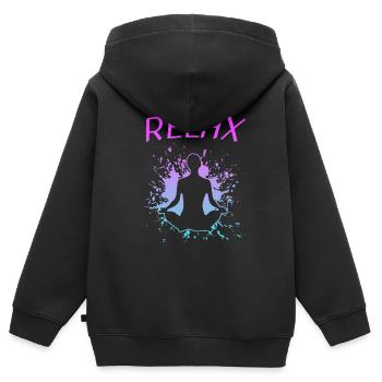 Yoga Yogi Relax Namaste - Kinder Premium Organic Zip Hoodie - Schwarz - Hinten - AI Model Kid Male (0cm)