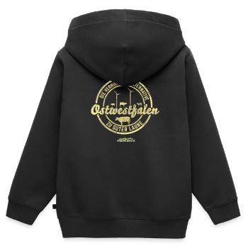 Ostwestfalen Alternative zu guter Laune - Kinder Premium Organic Zip Hoodie - Schwarz - Hinten - AI Model Kid Male (0cm)