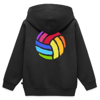 volley- - Sweat Premium à capuche zippé enfant bio - noir - Dos - AI Model Kid Male (0cm)