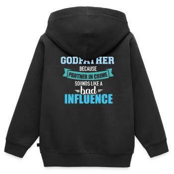 Parrain - Sweat Premium à capuche zippé enfant bio - noir - Dos - AI Model Kid Male (0cm)