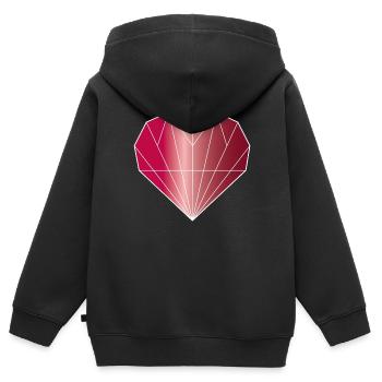 Coeur diamant rubis - Sweat Premium à capuche zippé enfant bio - noir - Dos - AI Model Kid Male (0cm)