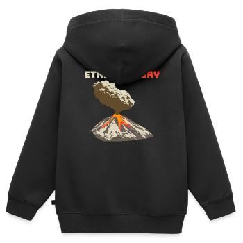 L’Etna est en colère, coulée de lave, éruption volcanique - Sweat Premium à capuche zippé enfant bio - noir - Dos - AI Model Kid Male (0cm)