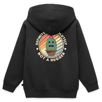 Not a Hugger Umarmung antisozial introvertriert - Kinder Premium Organic Zip Hoodie - Schwarz - Hinten - AI Model Kid Male (0cm)