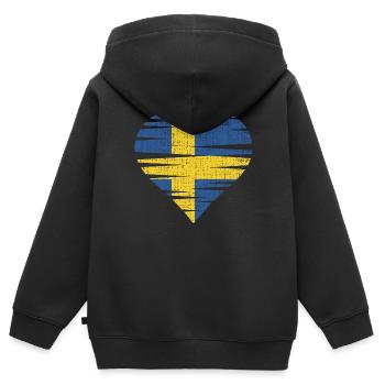 Sweden Heart by the Manzanita’s - Sweat Premium à capuche zippé enfant bio - noir - Dos - AI Model Kid Male (0cm)
