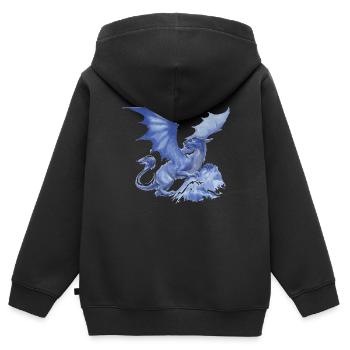 drache ,blau,malerei,graffiti, airbrush,hellblau - Kinder Premium Organic Zip Hoodie - Schwarz - Hinten - AI Model Kid Male (0cm)