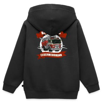 Nachwuchs Feuerwehrauto - Kinder Premium Organic Zip Hoodie - Schwarz - Hinten - AI Model Kid Male (0cm)