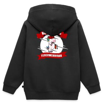 Nachwuchs Feuerwehrfrau Einhorn - Kinder Premium Organic Zip Hoodie - Schwarz - Hinten - AI Model Kid Male (0cm)