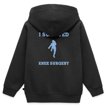Knie Operation OP Knie OP - Kinder Premium Organic Zip Hoodie - Schwarz - Hinten - AI Model Kid Male (0cm)
