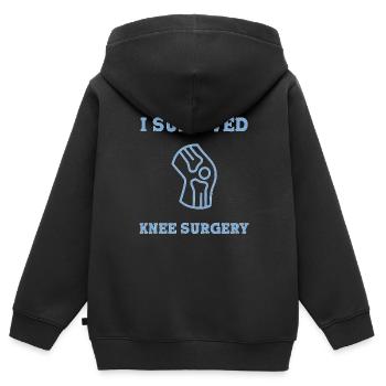 Knie Operation OP Knie OP - Kinder Premium Organic Zip Hoodie - Schwarz - Hinten - AI Model Kid Male (0cm)